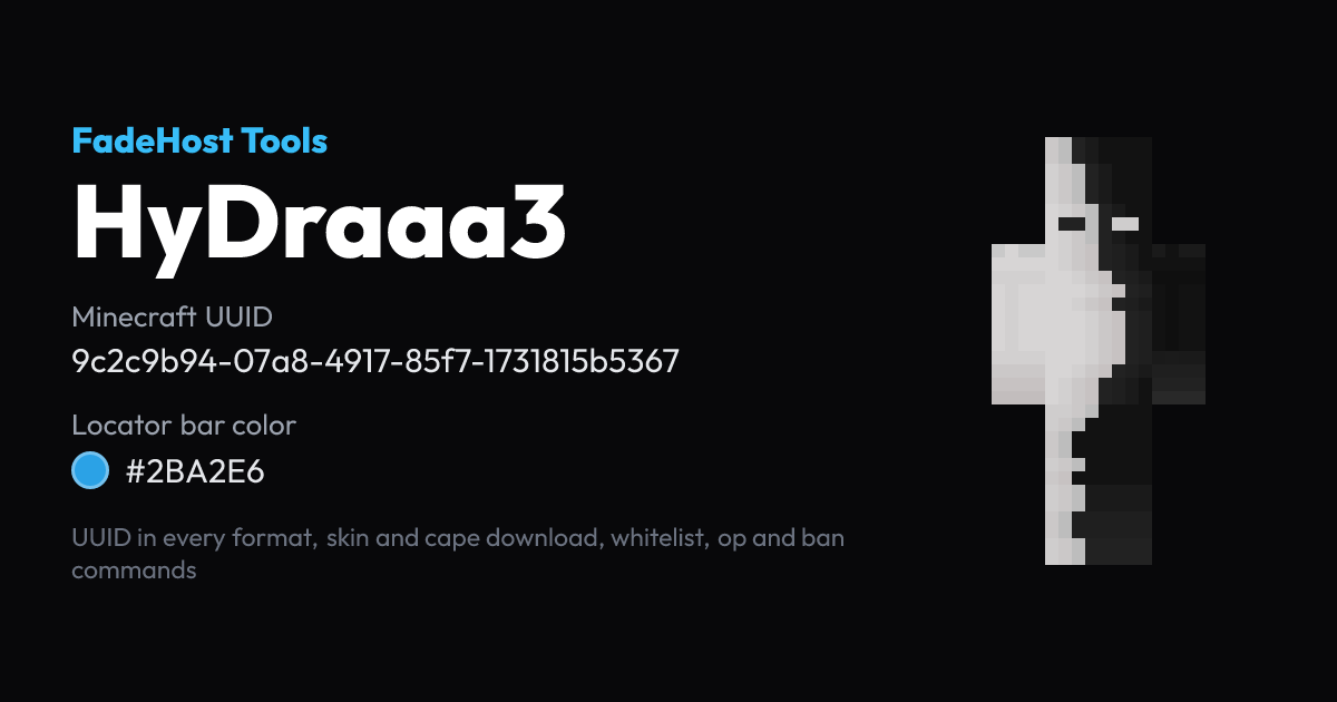 Minecraft Color Name Command HyDraaa3: Minecraft UUID, Skin & Profile